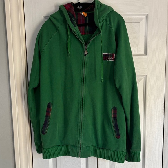 Enjoi Other - ENJOI Green Hooded Jacket with Plaid Lining